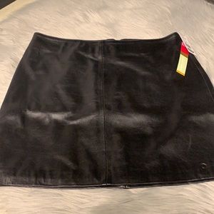 Black leather skirt.